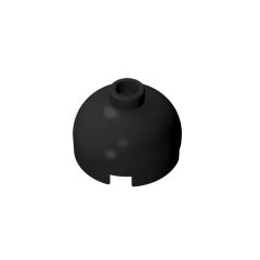 Brick, Round 2 x 2 Dome Top - Blocked Open Stud with Bottom Axle Holder x Shape + Orientation #553b Black