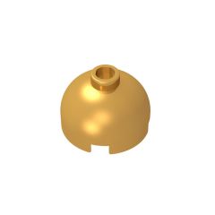 Brick, Round 2 x 2 Dome Top - Blocked Open Stud with Bottom Axle Holder x Shape + Orientation #553b Pearl Gold