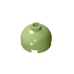 Brick, Round 2 x 2 Dome Top - Blocked Open Stud with Bottom Axle Holder x Shape + Orientation #553b Olive Green