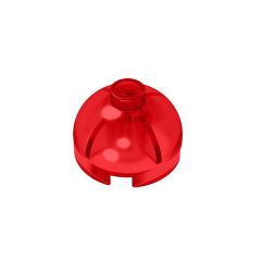 Brick, Round 2 x 2 Dome Top - Blocked Open Stud with Bottom Axle Holder x Shape + Orientation #553b Trans-Red