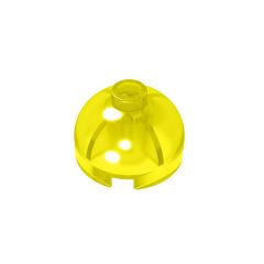 Brick, Round 2 x 2 Dome Top - Blocked Open Stud with Bottom Axle Holder x Shape + Orientation #553b Trans-Yellow