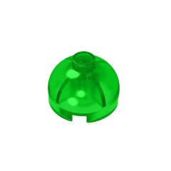 Brick, Round 2 x 2 Dome Top - Blocked Open Stud with Bottom Axle Holder x Shape + Orientation #553b Trans-Green