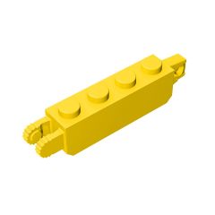 Hinge Brick 1 x 4 Locking with 1 Finger Vertical End and 2 Fingers Vertical End #30387 Yellow