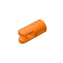 Hinge Cylinder 1 x 2 Locking with 2 Click Fingers and Axle Hole, 9 Teeth #30553 Orange