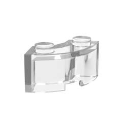 Curved Brick 2 Knobs #3063 Trans-Clear