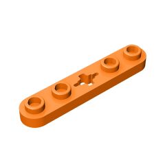 Technic Plate 1 x 5 with Smooth Ends, 4 Studs and Centre Axle Hole #32124 Orange
