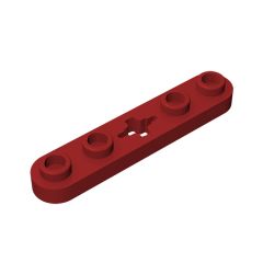 Technic Plate 1 x 5 with Smooth Ends, 4 Studs and Centre Axle Hole #32124 Dark Red