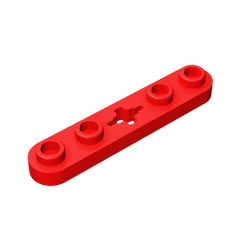 Technic Plate 1 x 5 with Smooth Ends, 4 Studs and Centre Axle Hole #32124 Red