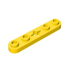 Technic Plate 1 x 5 with Smooth Ends, 4 Studs and Centre Axle Hole #32124 Yellow