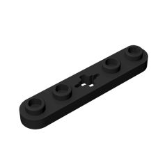 Technic Plate 1 x 5 with Smooth Ends, 4 Studs and Centre Axle Hole #32124 Black