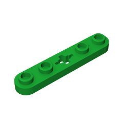 Technic Plate 1 x 5 with Smooth Ends, 4 Studs and Centre Axle Hole #32124 Green