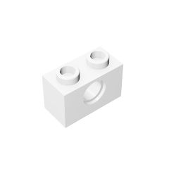 Technic Brick 1 x 2 [1 Hole] #3700 White