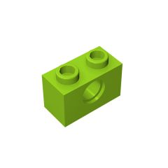 Technic Brick 1 x 2 [1 Hole] #3700 Lime