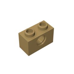 Technic Brick 1 x 2 [1 Hole] #3700 Dark Tan