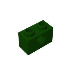 Technic Brick 1 x 2 [1 Hole] #3700 Dark Green