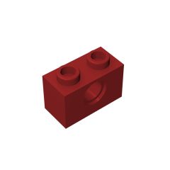 Technic Brick 1 x 2 [1 Hole] #3700 Dark Red