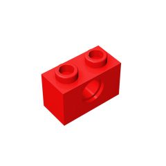 Technic Brick 1 x 2 [1 Hole] #3700 Red 10 pieces