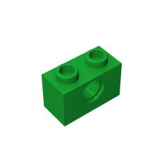 Technic Brick 1 x 2 [1 Hole] #3700 Green