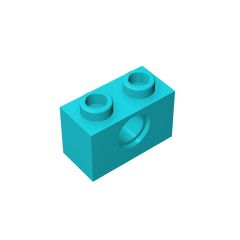 Technic Brick 1 x 2 [1 Hole] #3700 Medium Azure