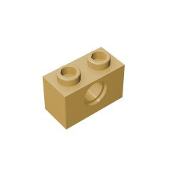 Technic Brick 1 x 2 [1 Hole] #3700 Tan 10 pieces