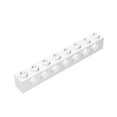 Technic Brick 1 x 8 [7 Holes] #3702 White