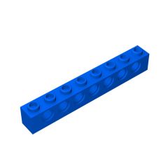 Technic Brick 1 x 8 [7 Holes] #3702 Blue 10 pieces