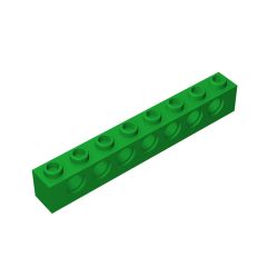 Technic Brick 1 x 8 [7 Holes] #3702 Green