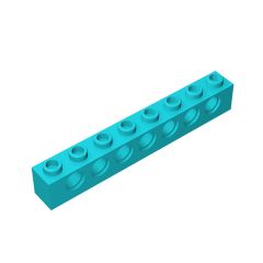 Technic Brick 1 x 8 [7 Holes] #3702 Medium Azure