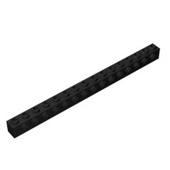 Technic Brick 1 x 16 [15 Holes] #3703 Black