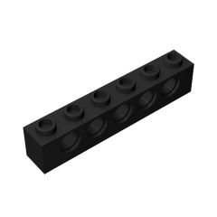 Technic Brick 1 x 6 [5 Holes] #3894 Black