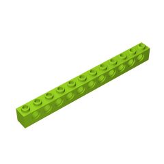 Technic Brick 1 x 12 [11 Holes] #3895 Lime
