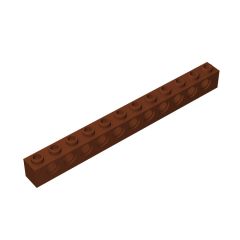 Technic Brick 1 x 12 [11 Holes] #3895 Reddish Brown