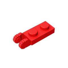 Plate 1 x 2 W/Fork/Vertical/End #44302 Red