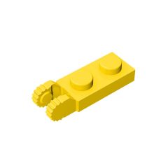 Plate 1 x 2 W/Fork/Vertical/End #44302 Yellow