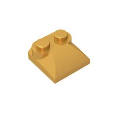 Brick Curved 2 x 2 x 2/3 Two Studs and Curved Slope End #47457 Pearl Gold