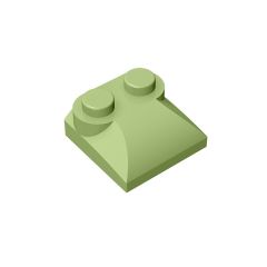 Brick Curved 2 x 2 x 2/3 Two Studs and Curved Slope End #47457 Olive Green