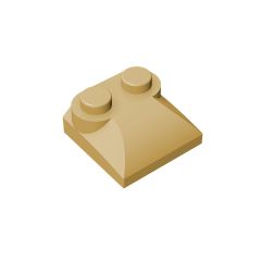 Brick Curved 2 x 2 x 2/3 Two Studs and Curved Slope End #47457 Tan