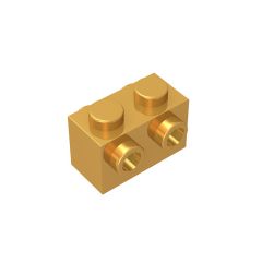 Brick Special 1 x 2 with Studs on 2 Sides #52107 Pearl Gold