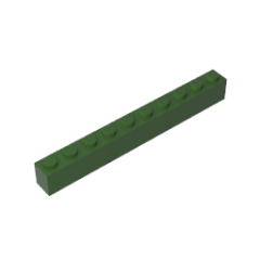Brick 1 x 10 #6111 Army Green Gobricks 1 KG