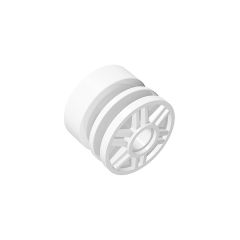 Wheel 18mm D. x 14mm With Pin Hole, Fake Bolts And Shallow Spokes #55981 White