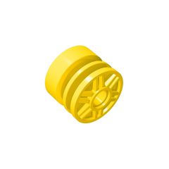 Wheel 18mm D. x 14mm With Pin Hole, Fake Bolts And Shallow Spokes #55981 Yellow