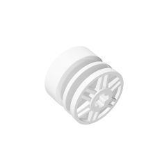 Wheel 18mm D. x 14mm With Axle Hole, Fake Bolts And Shallow Spokes #55982 White