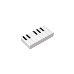 Tile 1 x 2 with Groove and Keyboard/Piano Print #3069bpb0761 Gobricks