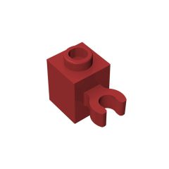 60475b Brick Special 1 x 1 with Clip Vertical #60475 Dark Red
