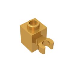 60475b Brick Special 1 x 1 with Clip Vertical #60475 Pearl Gold