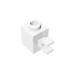 Brick Special 1 x 1 with Clip Horizontal #60476 White