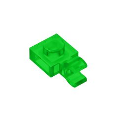 Plate Special 1 x 1 with Clip Horizontal - Thick Open O Clip #61252 Trans-Green