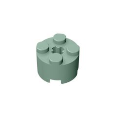Brick Round 2 x 2 with Axle Hole #6143 Sand Green 10 pieces
