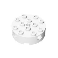 Brick Round 4 x 4 with 4 Side Pin Holes and Center Axle Hole #6222 White 10 pieces