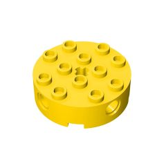 Brick Round 4 x 4 with 4 Side Pin Holes and Center Axle Hole #6222 Yellow